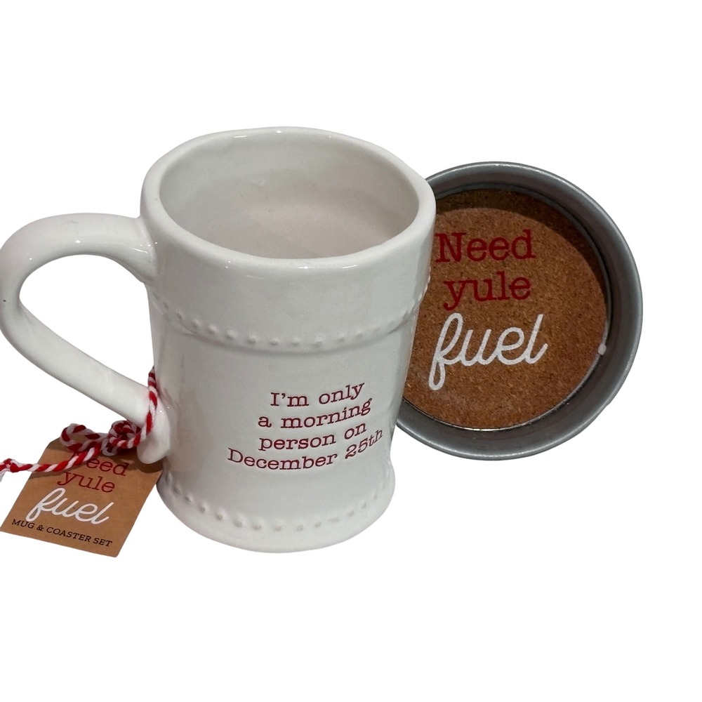 Mud Pie Christmas Mug and Coaster Set Christmas Morning person Gift New Holiday